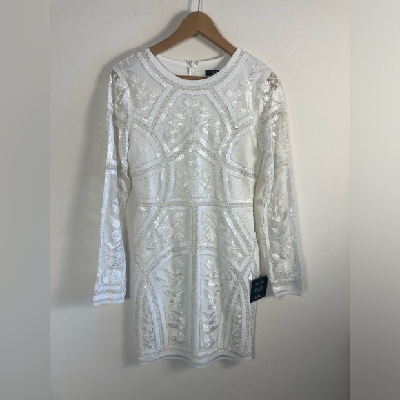 Lulus Spread Your Shine White Embroidered Long Sleeve Mini Dress Small NWT - Picture 5 of 16